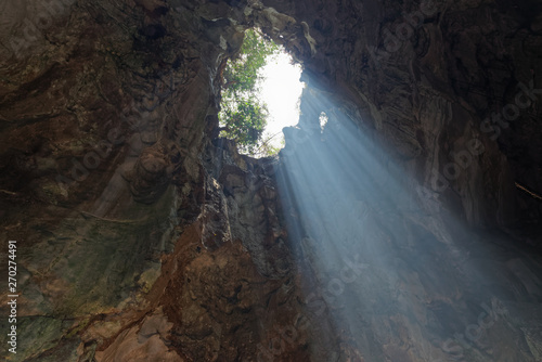 Light fall in a cave in Marble Mountains