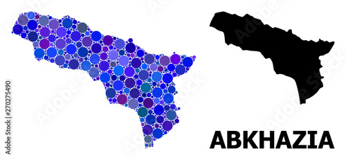 Blue Circle Mosaic Map of Abkhazia