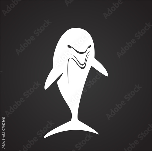 Dolphin icon on background for graphic and web design. Simple illustration. Internet concept symbol for website button or mobile app.