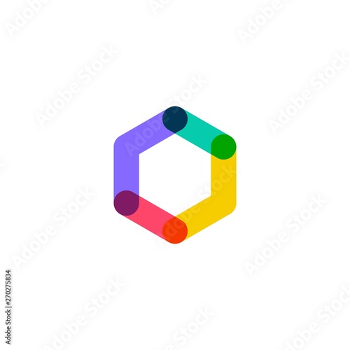 abstract hexagon overlapping logo vector icon illustration