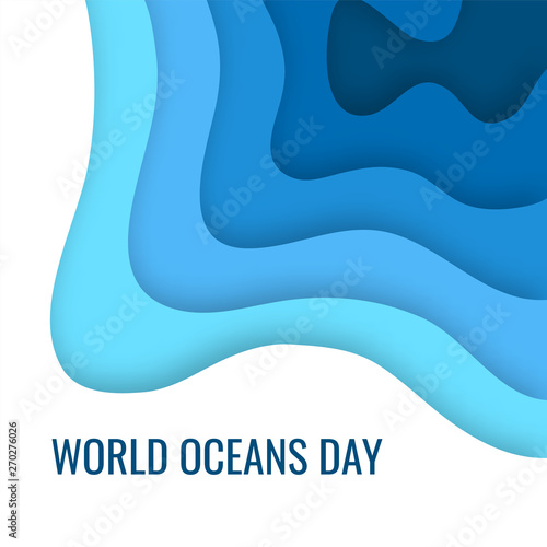 World oceans day concept in paper cut style