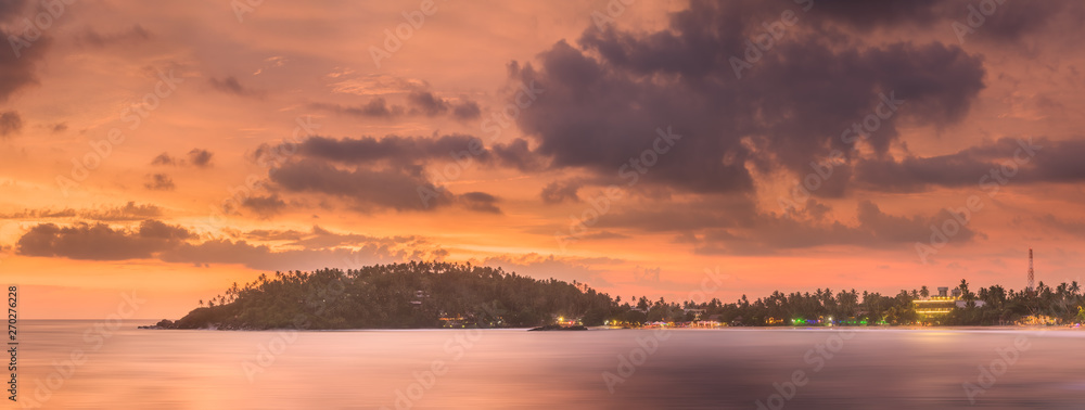 Beautiful sunset over the tropical beach, Sri Lanka