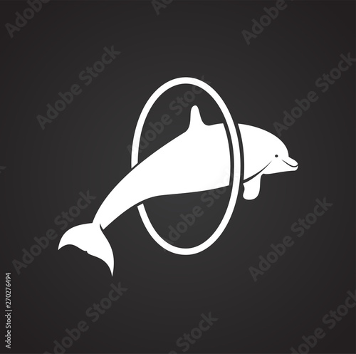 Dolphin icon on background for graphic and web design. Simple illustration. Internet concept symbol for website button or mobile app.