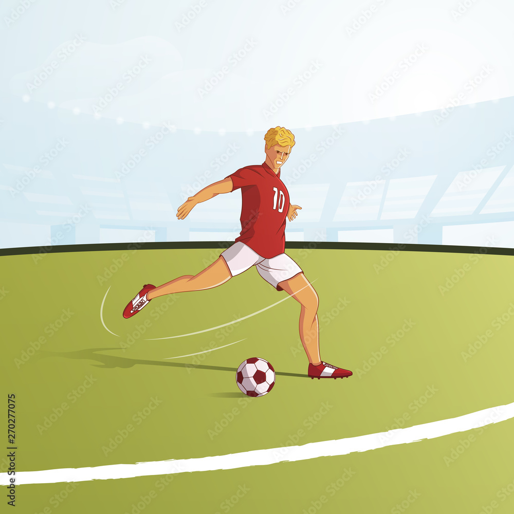 Fototapeta premium Football player flat vector illustration
