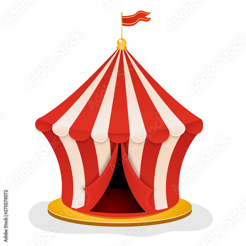Retro Circus tent with flag. Carnival.