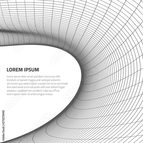 Abstract volumetric figures. Forms from wire cages and lines.