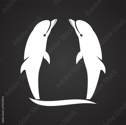 Dolphin icon on background for graphic and web design. Simple illustration. Internet concept symbol for website button or mobile app.