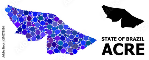 Blue Circle Mosaic Map of Acre State
