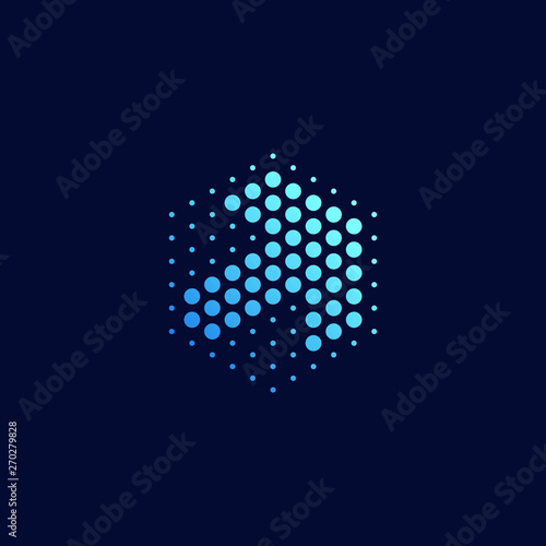 Modern Abstract Dots Halftone Icon Logo for technology business health company with modern high end look