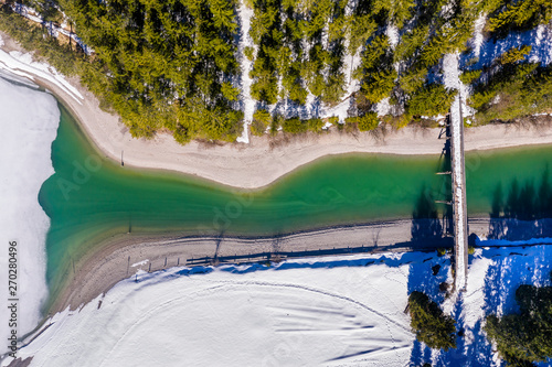 Austria, Tyrol, Ammergau Alps, Heiterwanger See in winter, aerial view photo