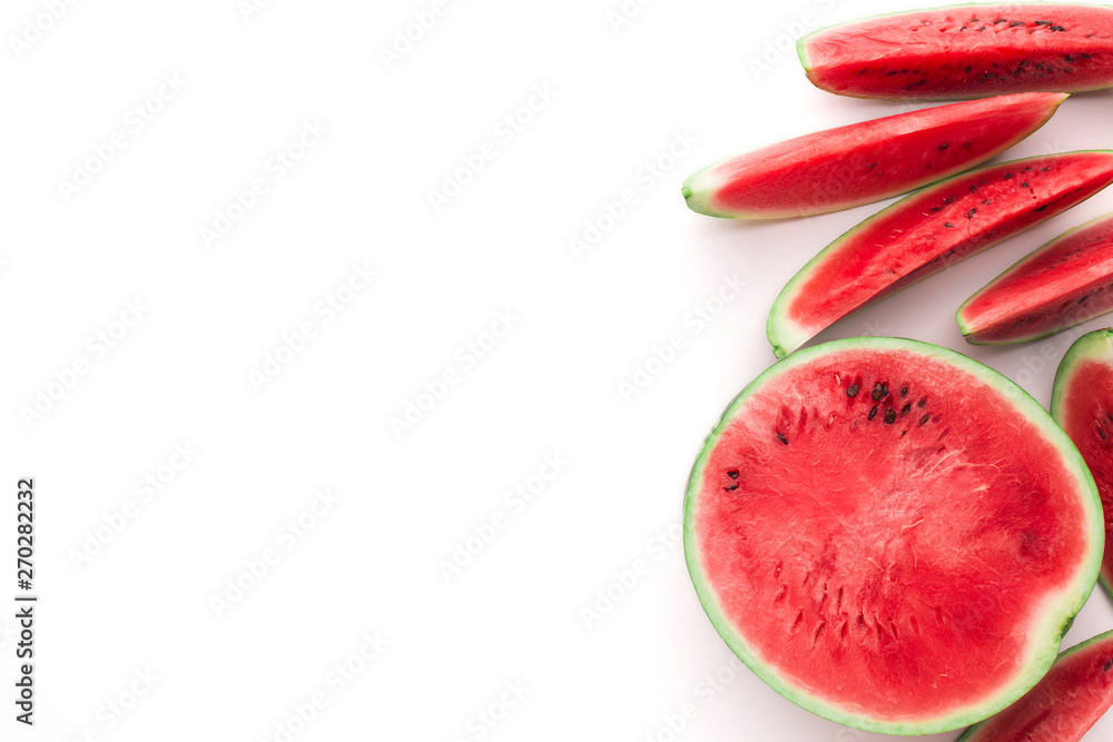 Cut fresh red watermelon on white background Cut fresh red watermelon on white background