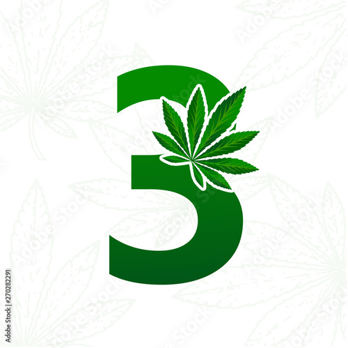 Letter with cannabis leaf for logo design.
