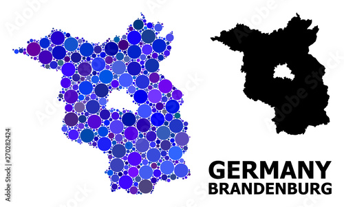 Blue Round Dot Mosaic Map of Brandenburg State