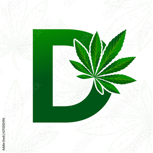 Letter with cannabis leaf for logo design.