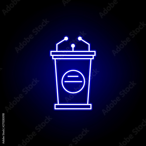 Elections speech icon in neon style. Signs and symbols can be used for web, logo, mobile app, UI, UX