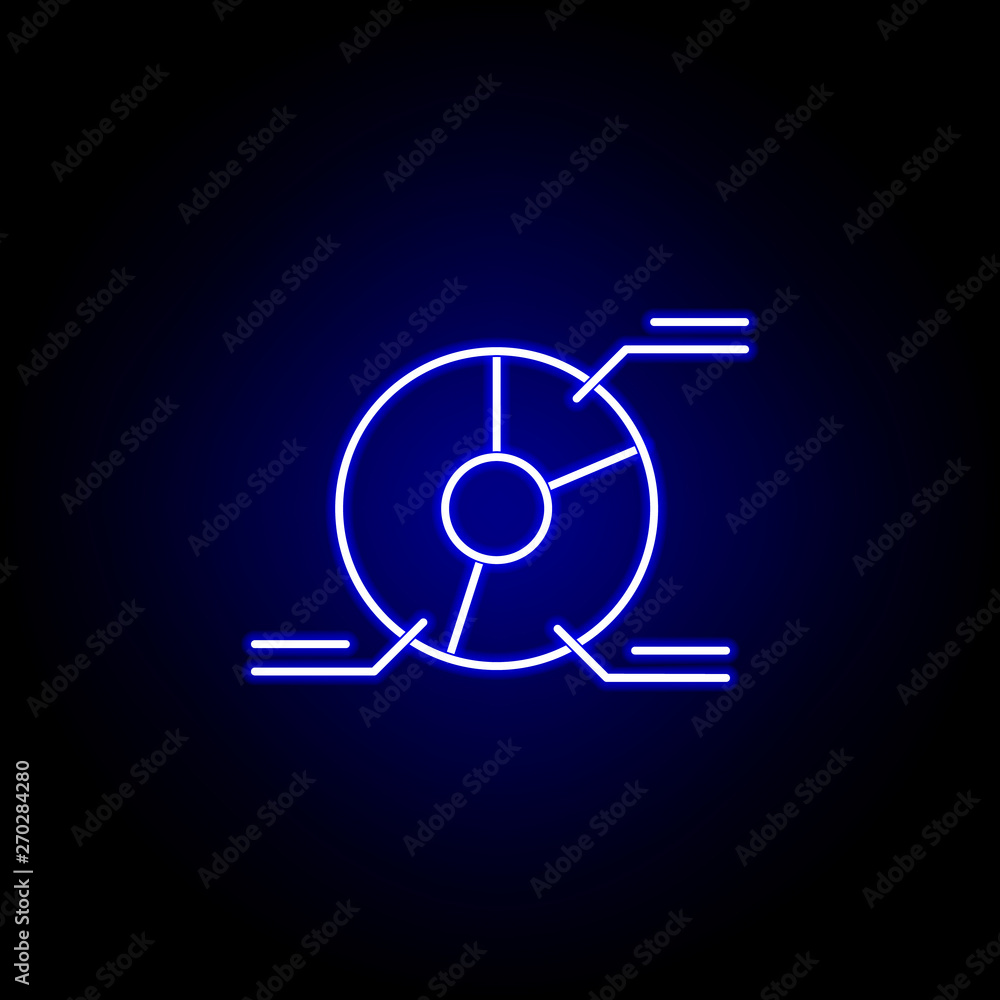 Elections pie chart icon in neon style. Signs and symbols can be used for web, logo, mobile app, UI, UX