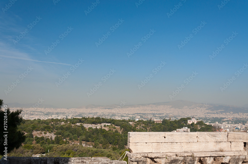 View of Athens from Acropolis hill, Greece.
