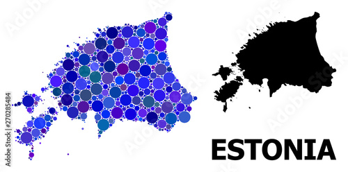 Blue Circle Mosaic Map of Estonia photo