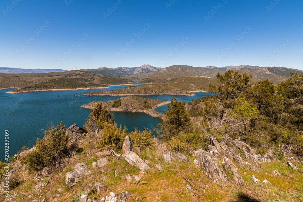 Panoramic landscape of the Atazar dam. madrid Spain