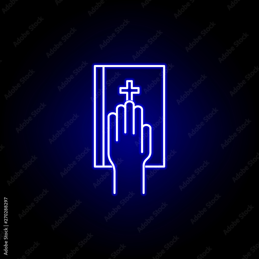 Elections oath icon in neon style. Signs and symbols can be used for web, logo, mobile app, UI, UX Elections oath icon in neon style. Signs and symbols can be used for web, logo, mobile app, UI, UX