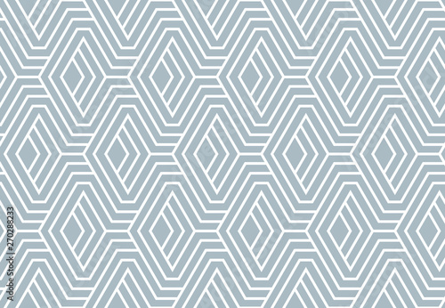 Abstract geometric pattern with stripes, lines. Seamless vector background. White and blue ornament. Simple lattice graphic design