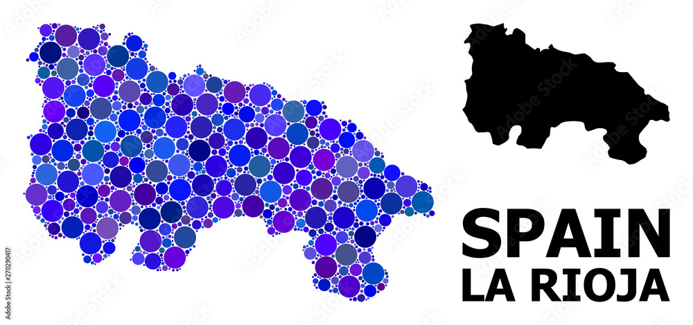 Obraz premium Blue Circle Mosaic Map of La Rioja Spanish Province