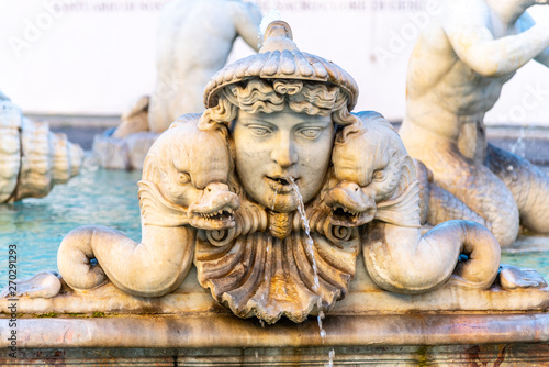 Canvas Print Fontana del Moro, or Moor Fountain, on Piazza Navona, Rome, Italy