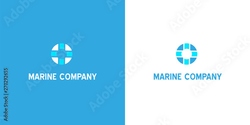 Modern blue flat lifebuoy silhouette rescue  logo