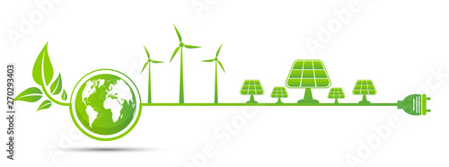 Ecology and Environmental Concept,Earth Symbol With Green Leaves Around Cities Help The World With Eco-Friendly Ideas