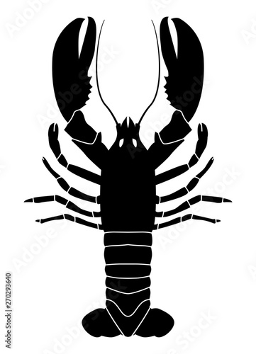 Motif ou logo noir de homard ou écrevisse sur fond blanc - Logo idéal pour un restaurant