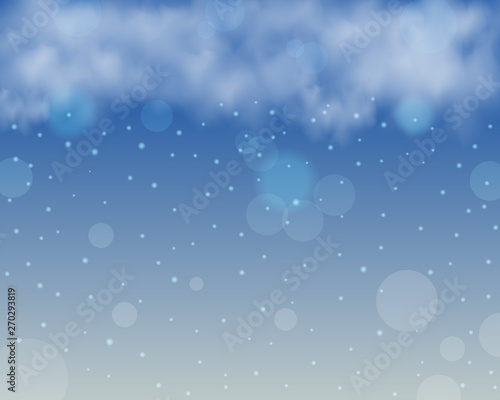 Backdrop cloud rain or snow with blue background.