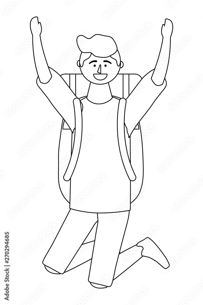 Tourist boy cartoon with bag design Tourist boy cartoon with bag design