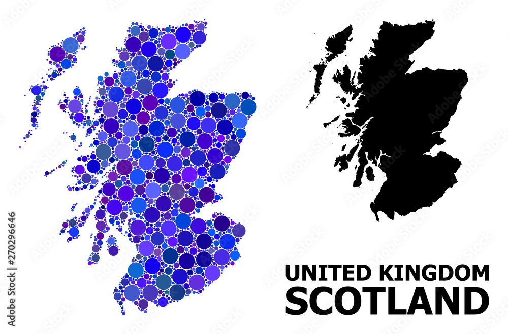 Blue Circle Mosaic Map of Scotland