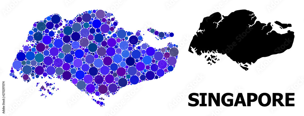 Φωτογραφία Blue Circle Mosaic Map of Singapore