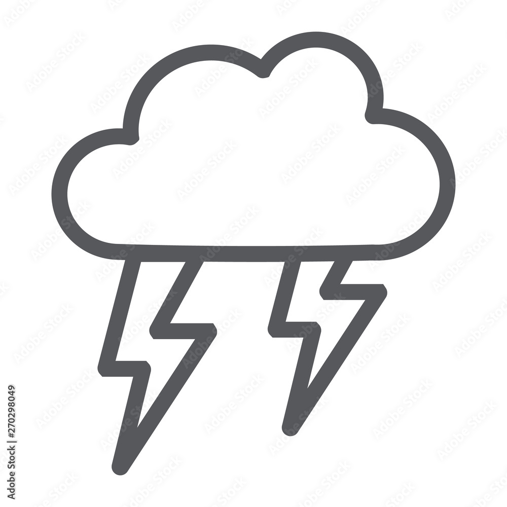 Thunderstorm line icon, weather and forecast, storm sign, vector graphics, a linear pattern on a white background. Thunderstorm line icon, weather and forecast, storm sign, vector graphics, a linear pattern on a white background.