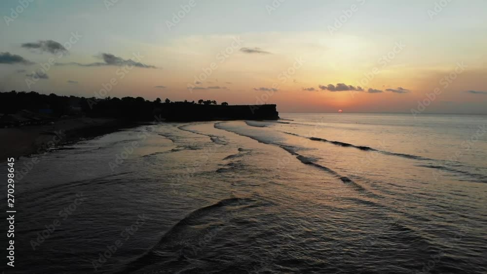 Aerial View sunset Ocean Wave. Drone shot wave lifestyle, Bali indonesia Aerial View sunset Ocean Wave. Drone shot wave lifestyle, Bali indonesia