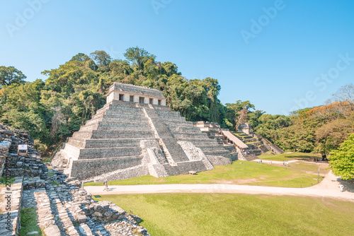 The ancient pyramids of Palenque, a Mayan Archaeological Site in Chiapas, Mexico
