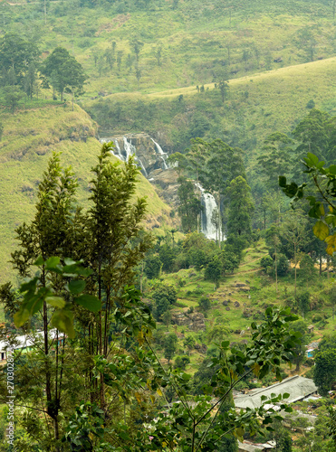 Aerial Top view nature background waterfall