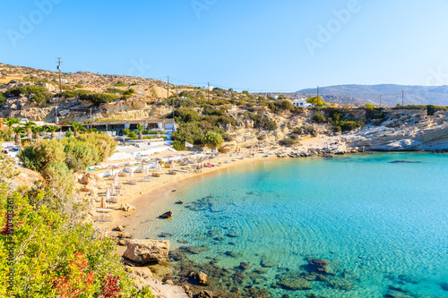 View of beautiful sea bay at Ammopi beach, Karpathos island, Greece