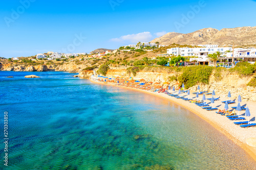 View of beautiful sea at Ammopi beach, Karpathos island, Greece