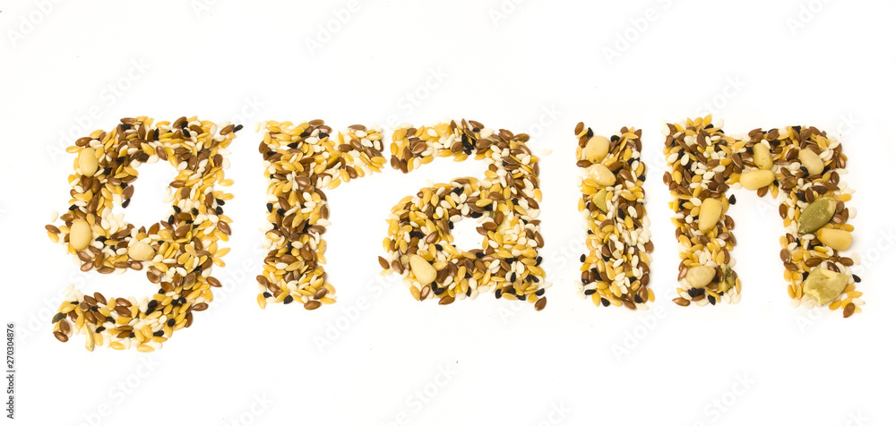 grains of different varieties on a white background grains of different varieties on a white background