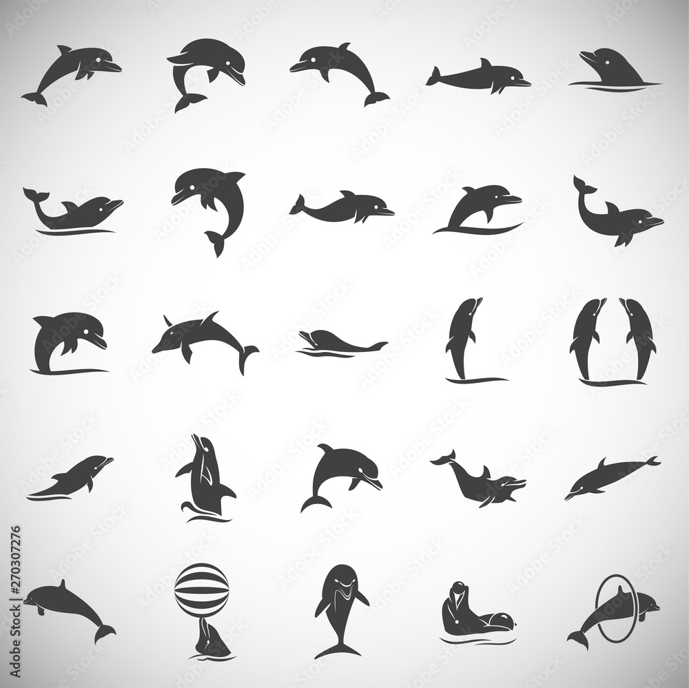Dolphin icons set on background for graphic and web design. Simple illustration. Internet concept symbol for website button or mobile app. Dolphin icons set on background for graphic and web design. Simple illustration. Internet concept symbol for website button or mobile app.