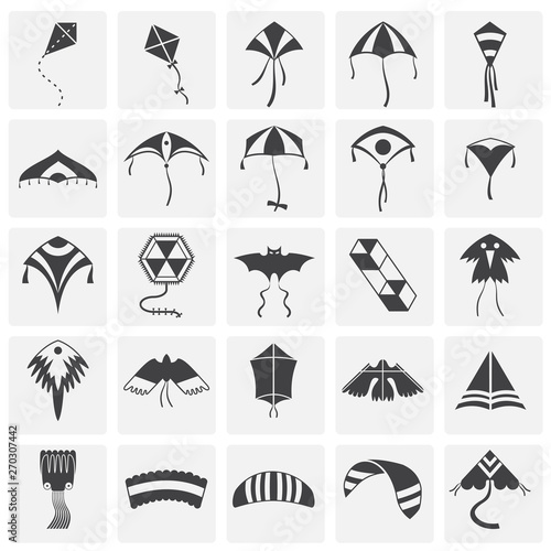 Kite icons set on background for graphic and web design. Simple illustration. Internet concept symbol for website button or mobile app.