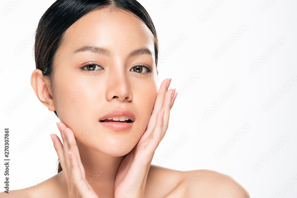 Beautiful Young asian Woman with Clean Fresh Skin on white background, Beautiful Young asian Woman with Clean Fresh Skin on white background,
