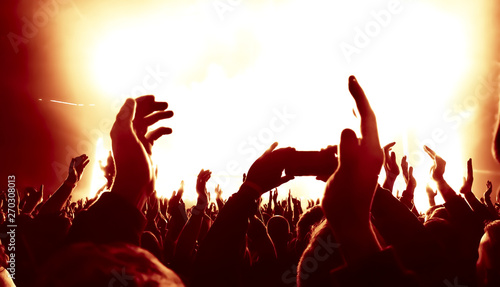cheering concert crowd at rock concert