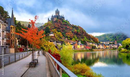 Cochem town in autumn colors, Moselle valley, Germany photo