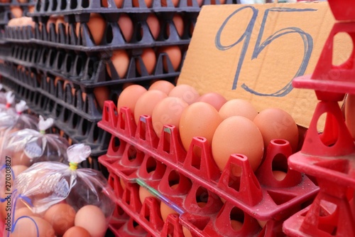 Hen egg in the market