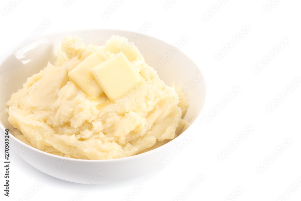 Potatoes with Butter Isolated on a Wooden Table Potatoes with Butter Isolated on a Wooden Table