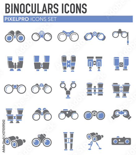 Binocular icons set on white background for graphic and web design. Simple vector sign. Internet concept symbol for website button or mobile app.