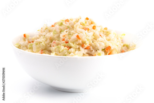 Bowl of Coleslaw Isolated on a White Background